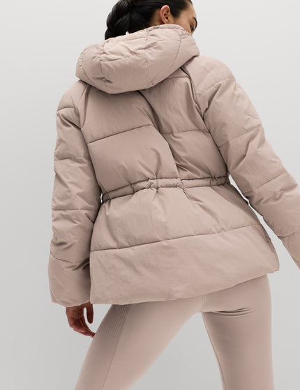 Goodmove Stormwear Quilted Hooded Puffer Jacket - Mushroomimages2- The Sports Edit