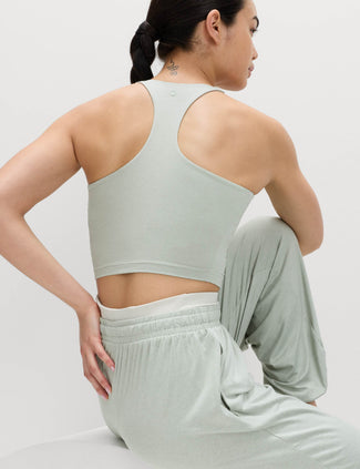 Supersoft Scoop Neck Fitted Crop Vest Top - Soft Green Supersoft Scoop Neck Fitted Crop Vest Top - Soft Green