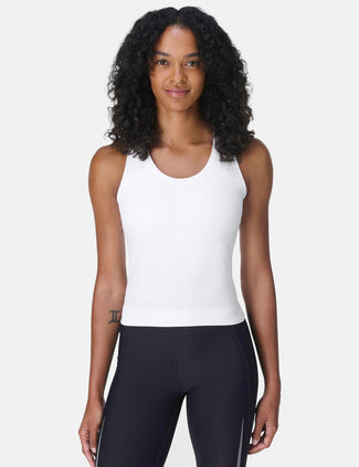 Athlete Crop Seamless Workout Vest - White Athlete Crop Seamless Workout Vest - White