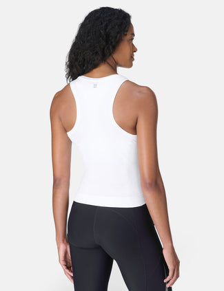 Athlete Crop Seamless Workout Vest - White Athlete Crop Seamless Workout Vest - White