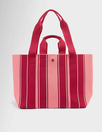 Knitted Stripe Bag - Melrose Pink/Crimson Red Stripe Knitted Stripe Bag - Melrose Pink/Crimson Red Stripe