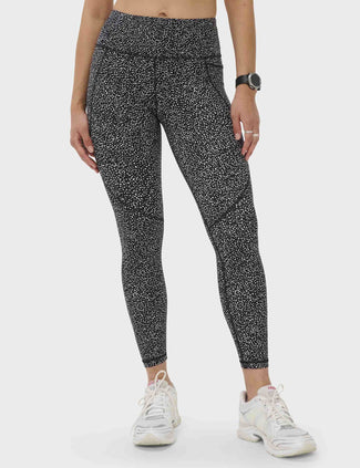 Power 7/8 Gym Leggings - Black Micro Dot Print Power 7/8 Gym Leggings - Black Micro Dot Print