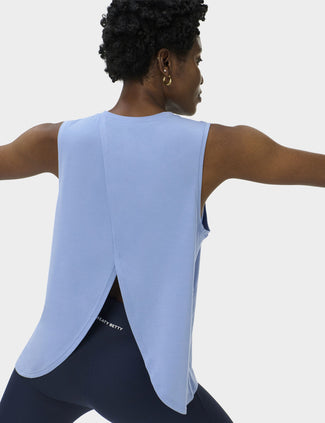 Soft Flow Studio Open Back Tank Top - Faded Blue Soft Flow Studio Open Back Tank Top - Faded Blue