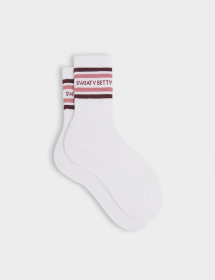 Sweaty Betty Varsity Slogan Socks - White Melrose Pinkimages1- The Sports Edit