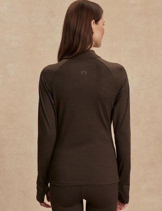 Always Warm Half-Zip Base Layer Top - Deep Chocolate Marl Always Warm Half-Zip Base Layer Top - Deep Chocolate Marl