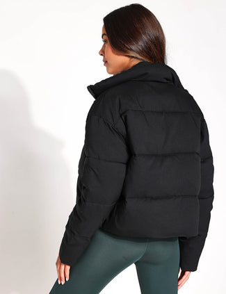 Cropped Puffer Jacket - Black