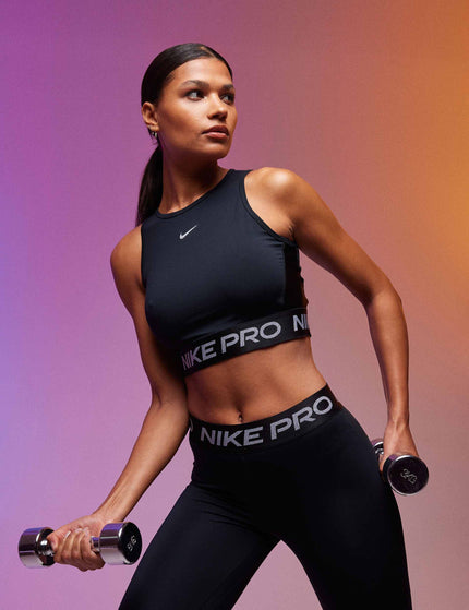 Nike Pro Dri-FIT Cropped Tank Top - Black/Metallic Silverimages6- The Sports Edit