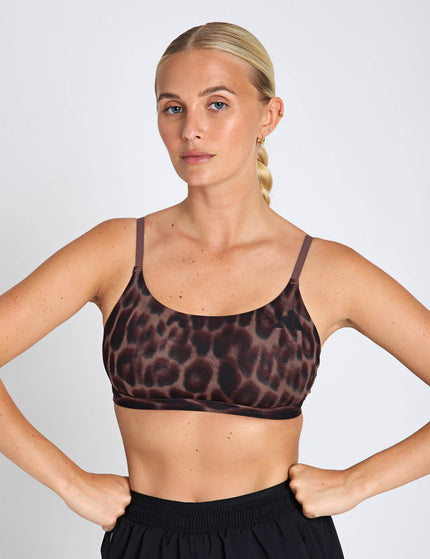 adidas Optime Essentials Workout Leopard Light Support Bra - Earth Strata/Blackimages1- The Sports Edit