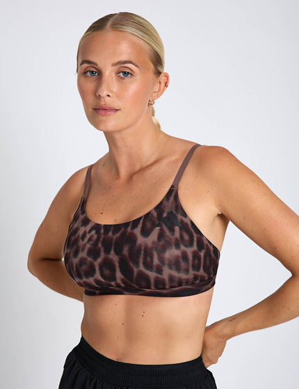 adidas Optime Essentials Workout Leopard Light Support Bra - Earth Strata/Blackimages3- The Sports Edit