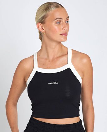 Seasonal Essentials Colorpop Tank with Embroidered Graphic - Black/Off White