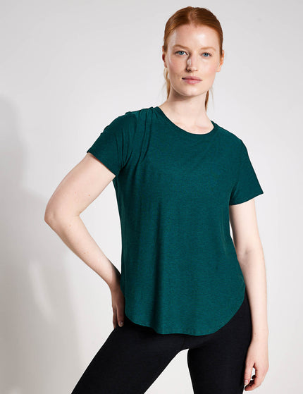 Beyond Yoga Featherweight On the Down Low Tee - Lunar Teal Heatherimages1- The Sports Edit