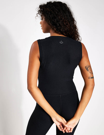 Beyond Yoga Featherweight Under Over Cropped Muscle Tank - Darkest Nightimages2- The Sports Edit