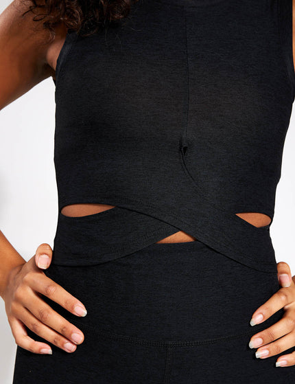 Beyond Yoga Featherweight Under Over Cropped Muscle Tank - Darkest Nightimages4- The Sports Edit