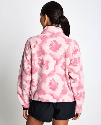 Helvetia II Cropped Sherpa Half Snap Printed Fleece - Rosette/Sprayflower