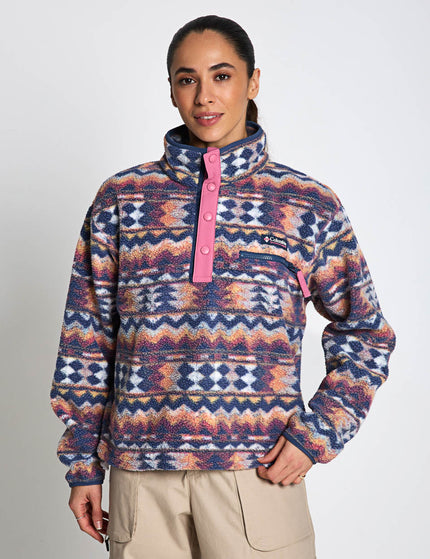 Columbia Helvetia II Cropped Sherpa Half Snap Printed Fleece - Sea Salt/Retrotreeimages4- The Sports Edit