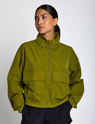 Paracutie Cropped Cargo Windbreaker - Mossy Green