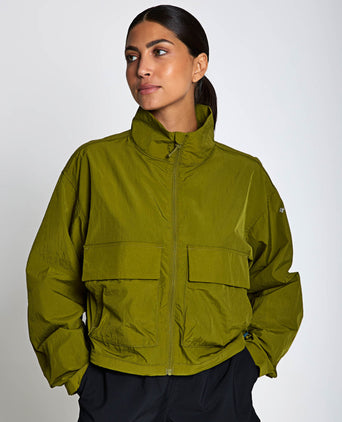 Paracutie Cropped Cargo Windbreaker - Mossy Green