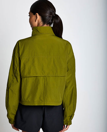 Paracutie Cropped Cargo Windbreaker - Mossy Green