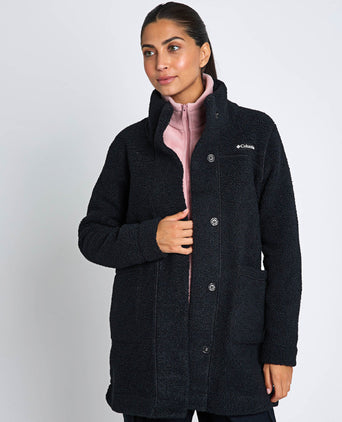 Panorama Long Sherpa Fleece Jacket - Black