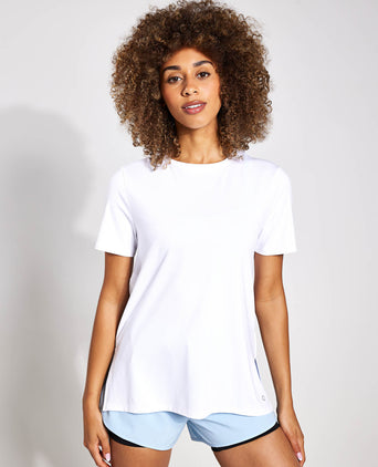 Scoop Neck Mesh Back T-Shirt - White
