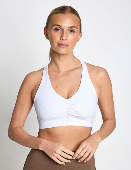 Girlfriend Collective Stevie Ballet Bra Light Support Sports Bra - Bright Whiteimages1- The Sports Edit