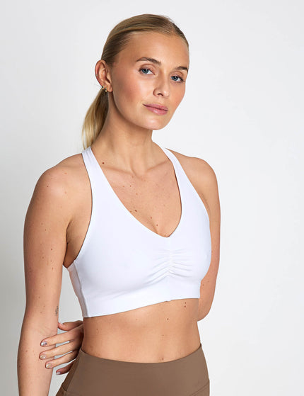 Girlfriend Collective Stevie Ballet Bra Light Support Sports Bra - Bright Whiteimages3- The Sports Edit