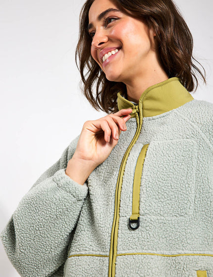 Goodmove Borg Zip Up Funnel Neck Fleece Jacket - Light Verdigrisimages3- The Sports Edit