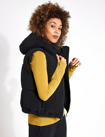 Goodmove Hooded Cropped Puffer Gilet - Blackimages2- The Sports Edit