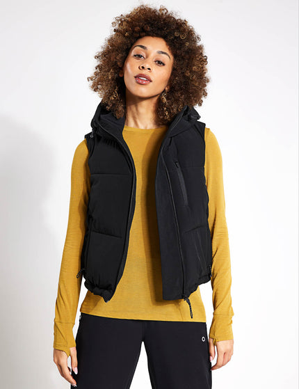 Goodmove Hooded Cropped Puffer Gilet - Blackimages4- The Sports Edit