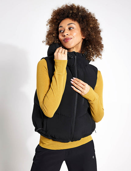 Goodmove Hooded Cropped Puffer Gilet - Blackimages1- The Sports Edit