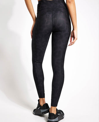 Go Move Printed High Waisted Gym Leggings - Mono Animal Black