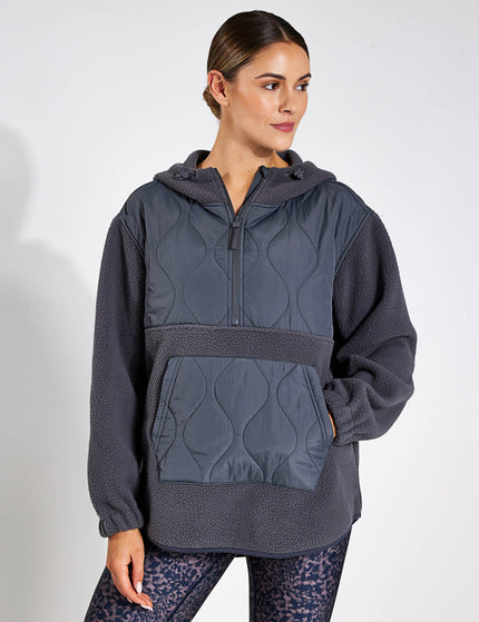 Goodmove Mixed Borg Quilt Hoodie - Dark Greyimages1- The Sports Edit