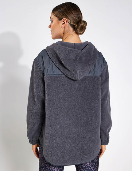 Goodmove Mixed Borg Quilt Hoodie - Dark Greyimages2- The Sports Edit