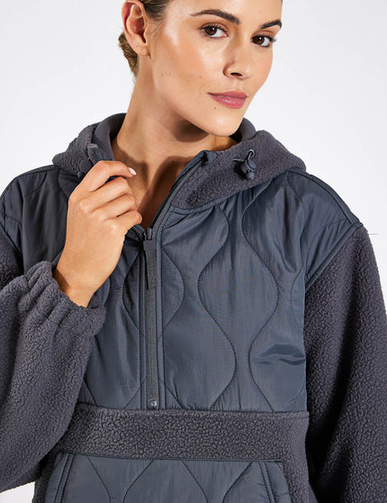 Goodmove Mixed Borg Quilt Hoodie - Dark Greyimages3- The Sports Edit