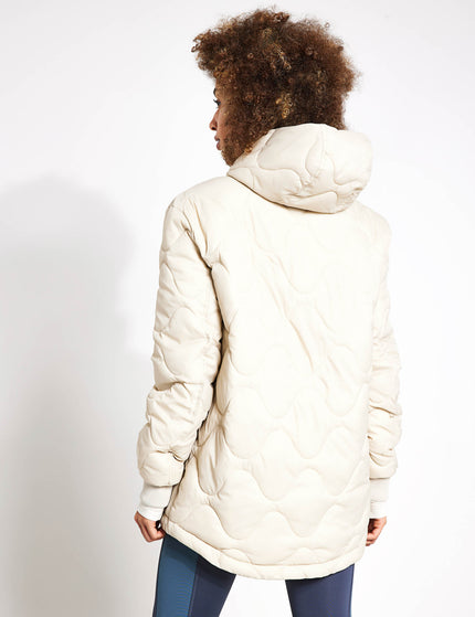 Goodmove Quilted Half Zip Hooded Puffer Jacket - Beigeimages2- The Sports Edit