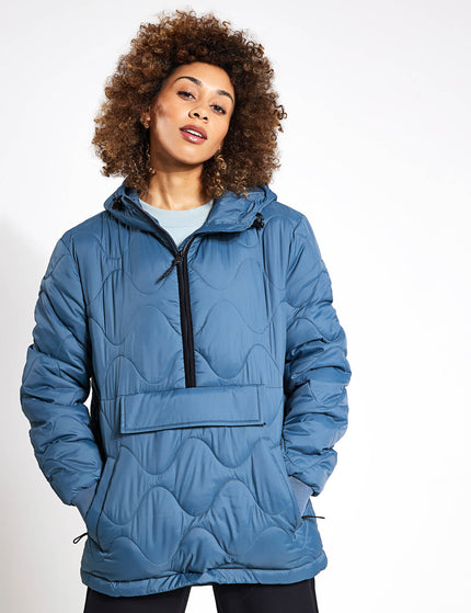 Goodmove Quilted Half Zip Hooded Puffer Jacket - Dark Airforceimages1- The Sports Edit