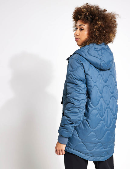 Goodmove Quilted Half Zip Hooded Puffer Jacket - Dark Airforceimages2- The Sports Edit