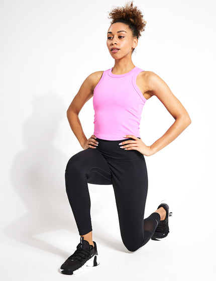 Nike One Fitted Dri-FIT Cropped Tank Top - Playful Pink/Blackimages3- The Sports Edit