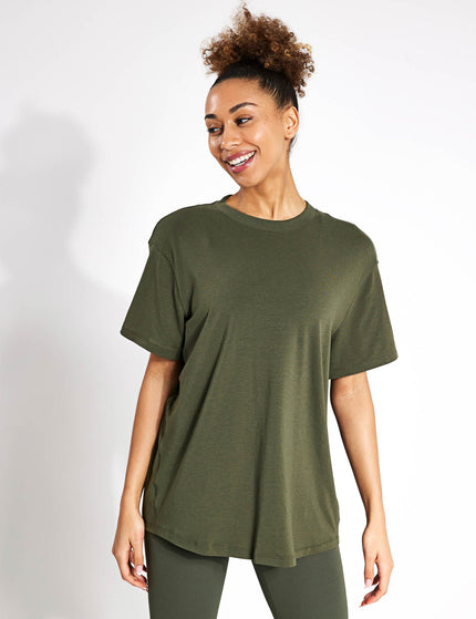 Nike One Relaxed Dri-FIT Short-Sleeve Top - Cargo Khaki/Blackimages1- The Sports Edit