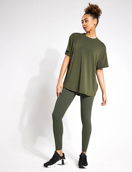 Nike One Relaxed Dri-FIT Short-Sleeve Top - Cargo Khaki/Blackimages3- The Sports Edit