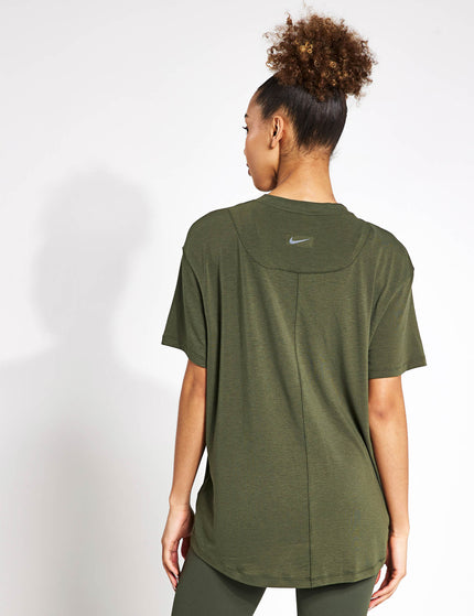 Nike One Relaxed Dri-FIT Short-Sleeve Top - Cargo Khaki/Blackimages2- The Sports Edit