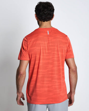 PWRTRAIN Jacquard Short Sleeve T-Shirt - Red Glamour