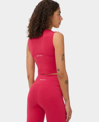 All Day Cropped Wrap Tank - Crimson Red