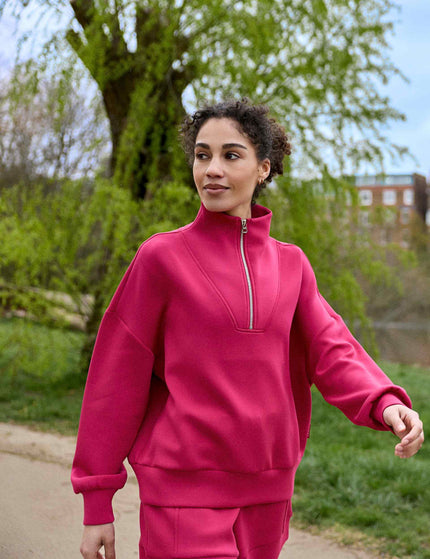 Varley Hawley Half Zip Sweat - Rich Raspberryimages5- The Sports Edit