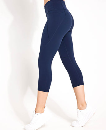 Power Cropped Gym Leggings - Navy Blue
