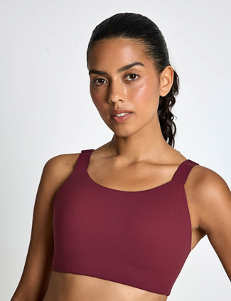 Runner's High High Support Sports Bra - Merlot Red