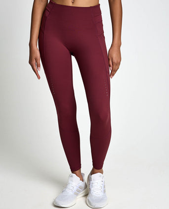 Runner's High Power 7/8 Leggings - Merlot Red
