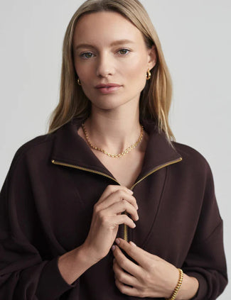 Hawley Half Zip Sweat - Coffee Bean