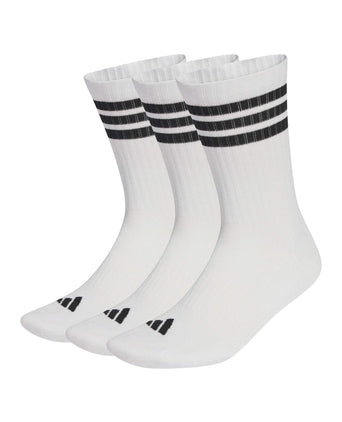 3-Stripes Cushioned Crew Socks 3 Pair Pack - White/Black