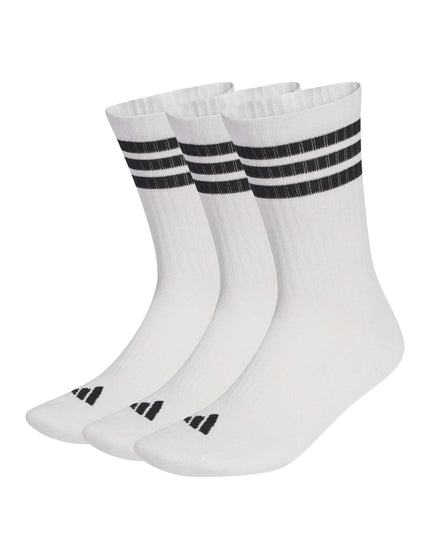 3-Stripes Cushioned Crew Socks 3 Pair Pack - White/Black